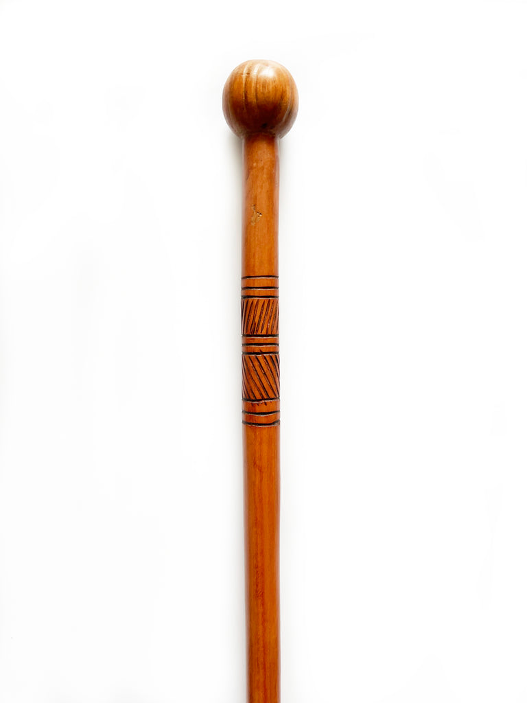 Zulu African Knob Kerrie Hand Carved Saligna Hard Wood Walking Stick o –