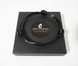 African Elephant Hair Bracelet - 3 Knot BLACK Color METAL V1 made in Zimbabwe ships from USA.