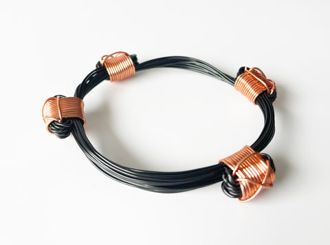 African Elephant Knot Bracelet - 4 Knot COPPER & BLACK Color Metal V2 made in Zimbabwe ships from USA.