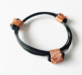 African Elephant Knot Bracelet - 3 Knot COPPER & BLACK Color Metal V2 made in Zimbabwe ships from USA.