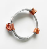 African Elephant Knot Bracelet - 3 Knot SILVER & COPPER Color Metal V2 made in Zimbabwe ships from USA.