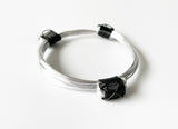 African Elephant Knot Bracelet - 3 Knot SILVER & BLACK Color Metal V2 made in Zimbabwe ships from USA.