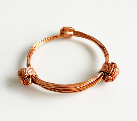 African Elephant Knot Bracelet - 3 Knot COPPER Color Metal V2 made in Zimbabwe ships from USA.