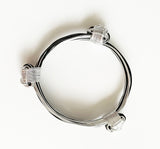 African Elephant Knot Bracelet - 3 Knot SILVER & BLACK Mixed Color Metal V2 made in Zimbabwe ships from USA.