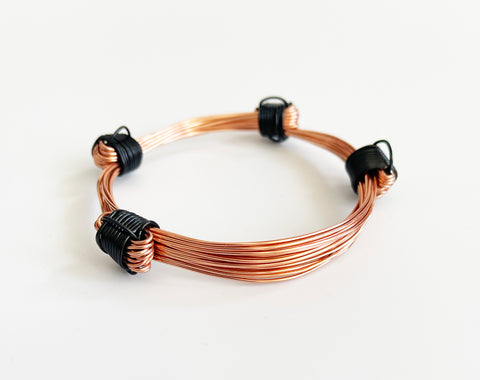 African Elephant Knot Bracelet - 4 Knot BLACK & COPPER Color Metal V2 made in Zimbabwe ships from USA.